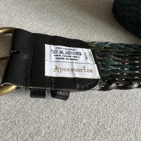 LEATHER BELT- Multi-colour leather braided belt - Picture 4 of 5